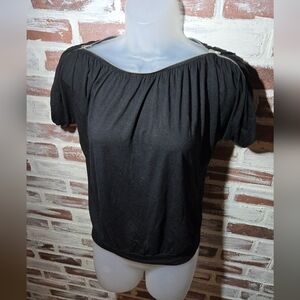 Fashion Magazine Black Zippered Women's Blouse